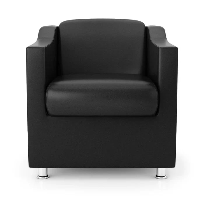 Conjunto 2 Poltronas Decorativas Bia Luxo em Corino Preto com Pés de Poliestireno