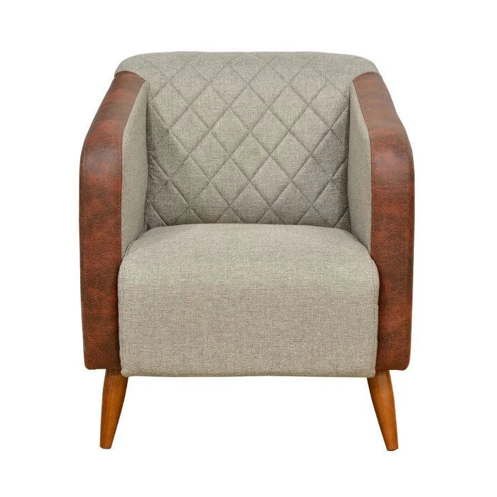 Conjunto 2 Poltronas Decorativas Silmara Luxo em Suede e Corino com Pés Palito – Marrom e Bege