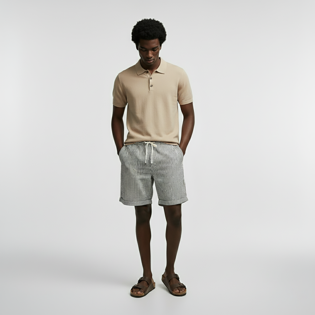 Bermuda Linho Masculina Listrada