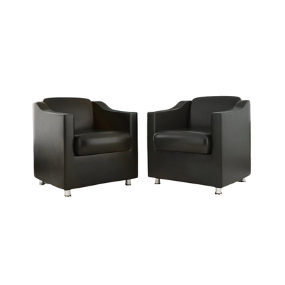 Conjunto 2 Poltronas Decorativas Bia Luxo em Corino Preto com Pés de Poliestireno