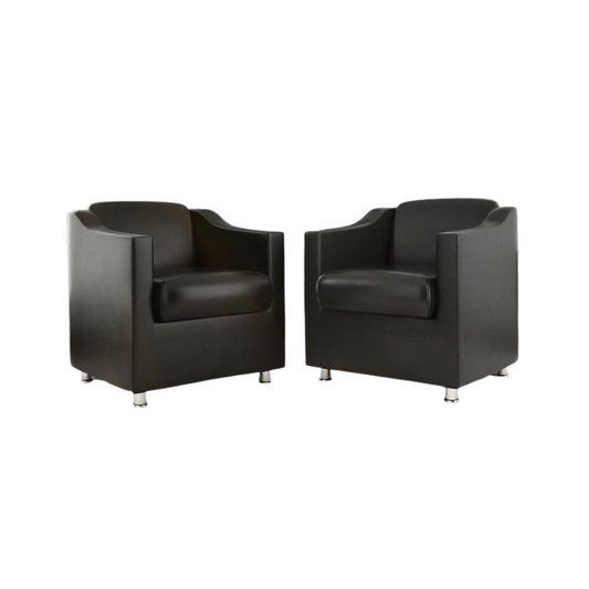 Conjunto 2 Poltronas Decorativas Bia Luxo em Corino Preto com Pés de Poliestireno
