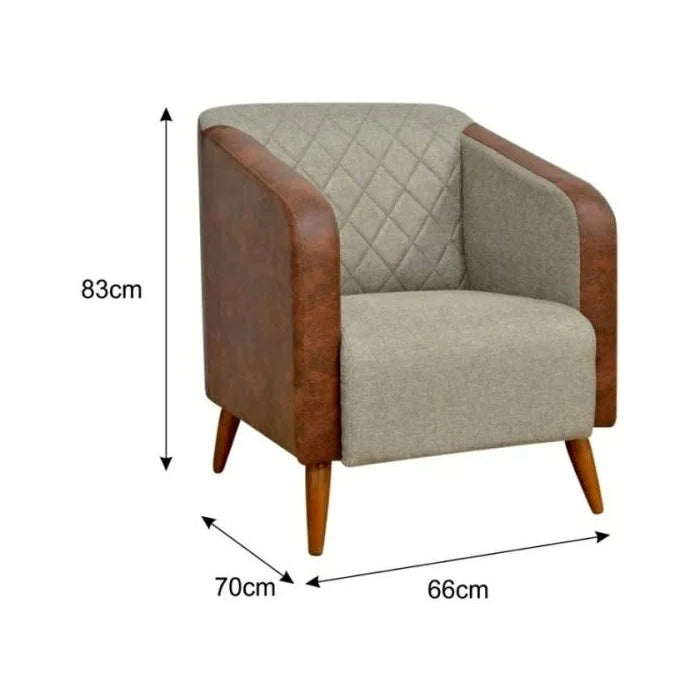 Conjunto 2 Poltronas Decorativas Silmara Luxo em Suede e Corino com Pés Palito – Marrom e Bege
